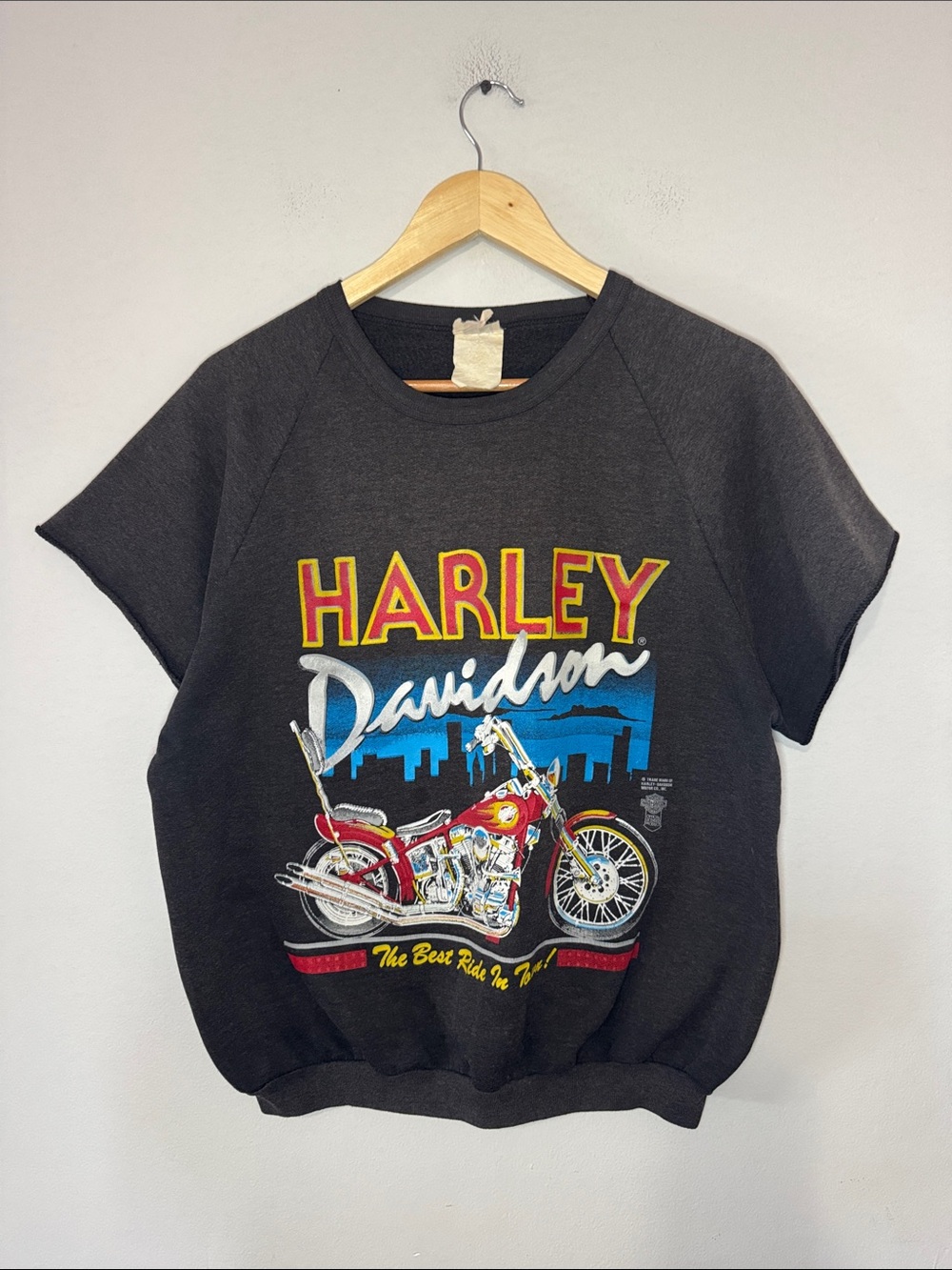 Vintage Harley Davidson Crewneck / Chopped Sleeves / 1980s / Large